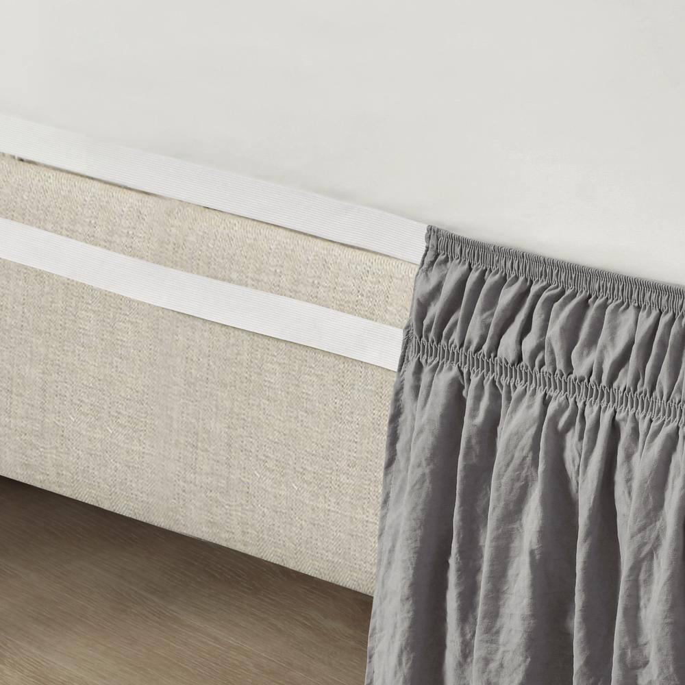 Dark Gray Ruched Ruffle Elastic Easy Wrap Around Queen/King/Cal King Bed Skirt