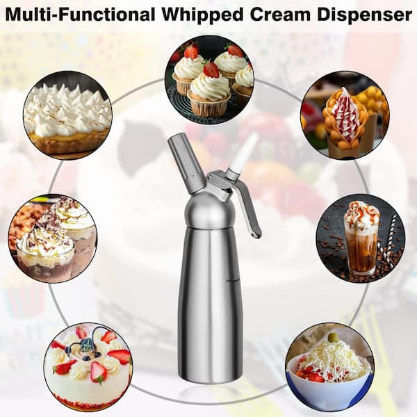 Wudkey Professional Aluminum Whipped Cream Dispenser, 500mL 1 Pint