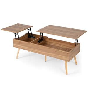 47 in. Brown Lift Top Rectangle Wood Coffee Table Central Table with Hidden Compartments for Living Room
