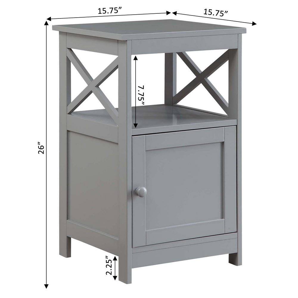 Contemporary Gray Square End Table with Storage Shelf