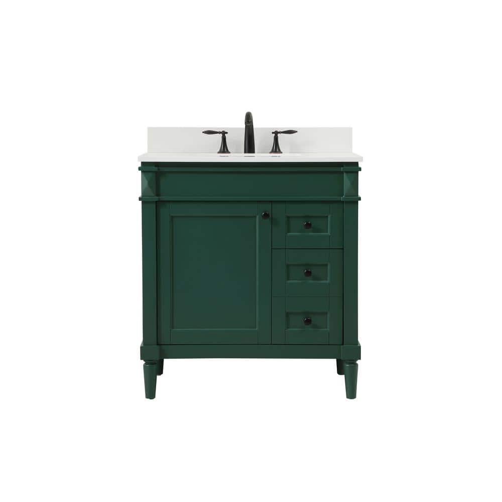 Simply Living 32 in. W x 21 in. D x 35 in. H Bath Vanity in Green with Ivor