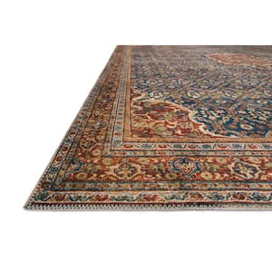 Layla Cobalt Blue/Spice 9 ft. x 12 ft. Distressed Bohemian Printed Area Rug
