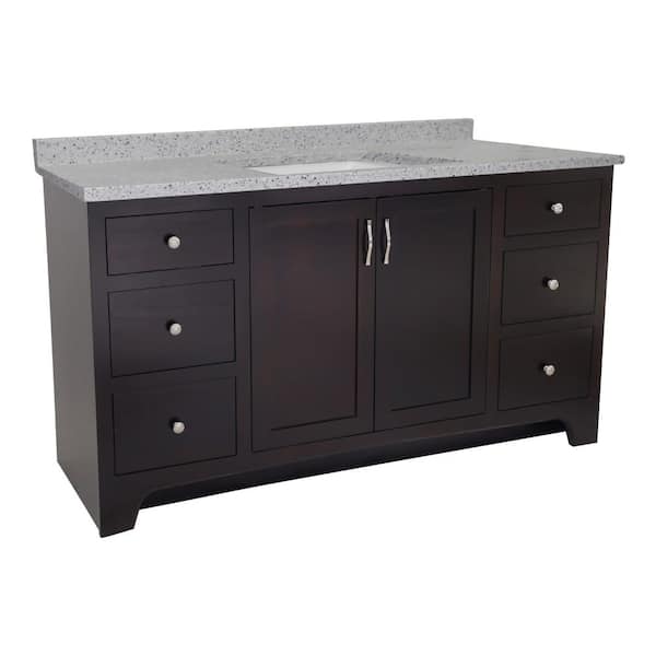 Design House 48 in. x 21 in. x 33.5 in. Bath Vanity in Espresso w/ 4 in. Centerset CM Moonscape Grey Vanity Top w/ White Basin