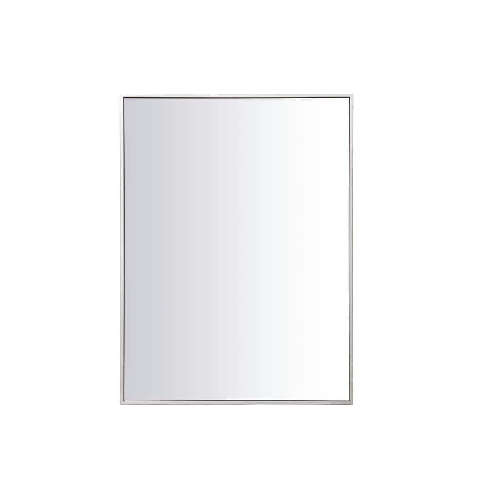 Medium Rectangle Silver Modern Mirror (36 in. H x 27 in. W)