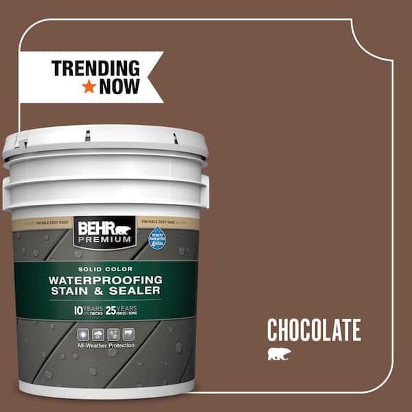 BEHR PREMIUM 5 gal. #SC-129 Chocolate Solid Color Waterproofing Exterior Wood Stain and Sealer