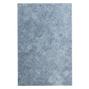 Era Blue 9 ft. x 12 ft. Contemporary Hand-Tufted Geometric 100% Wool Rectangle Area Rug