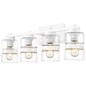 Industrial 24.4 in. 4-Light White Vanity Light with Clear Glass