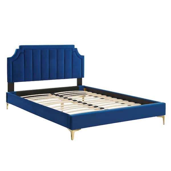 MODWAY Sienna Performance Velvet Navy Twin Platform Bed