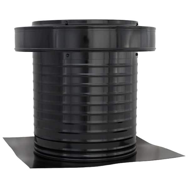 Keepa Vent 12 in. Dia 113 sq. in. NFA Aluminum Finish Static Roof Vent for Flat Roofs with 11 in. High Collar in Black