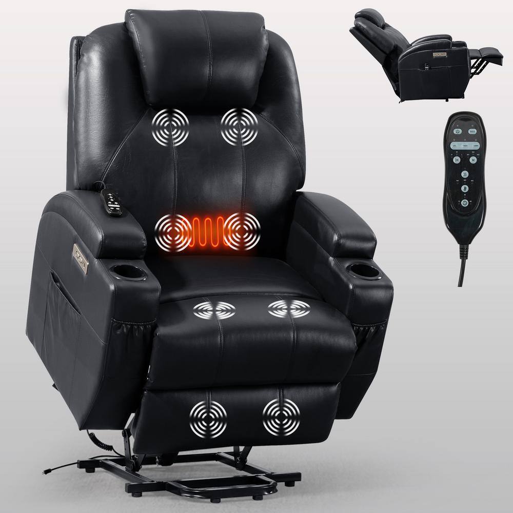 Boyel Living Black Faux Leather Power Lift Recliner Chairs Electric ...