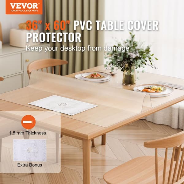 OTIGA Transparent Rectangular PVC Table Protector, 40x80cm, Waterproof, Scratch Resistant, Easy