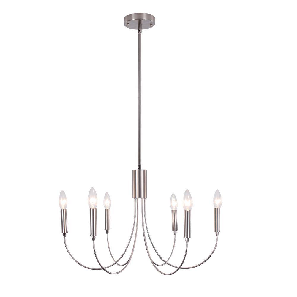 LWYTJO Hook 6-Light Nickel Classic Candle Style Chandelier for Kitchen ...