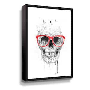 Skull with red glasses' by Balazs Solti Framed Canvas Wall Art