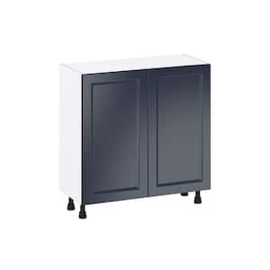 33 in. W x 14 in. D x 34.5 in. H Devon Painted Blue Shaker Assembled Shallow Base Kitchen Cabinet