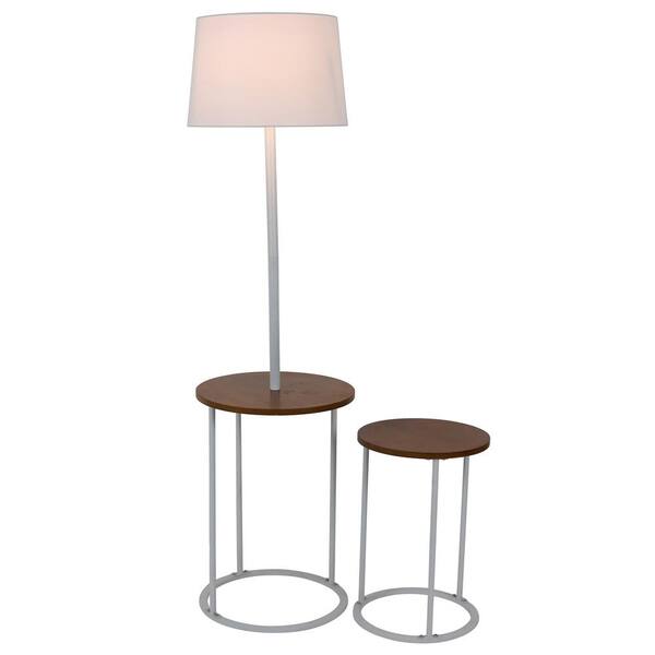 Decor Therapy Ricard 58 In White Floor, Lamp And Table Set