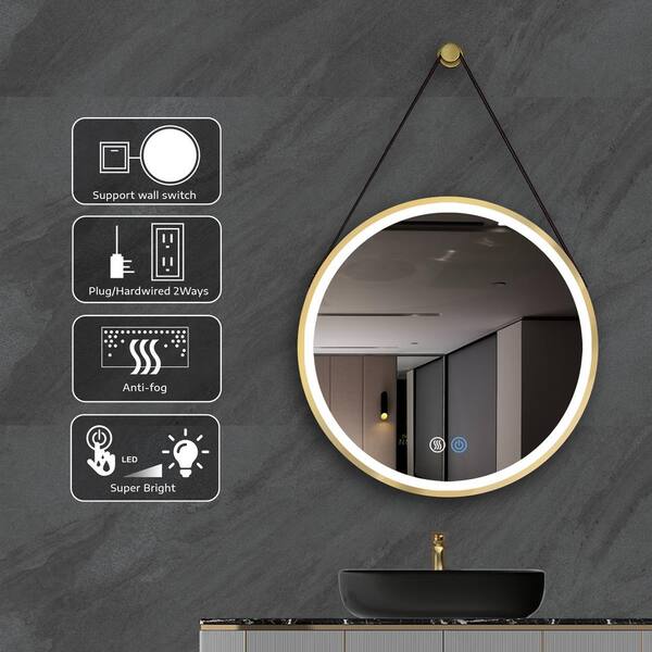 Lamp Hanging Bathroom Vanity Mirror, Circle Hanging Vanity Mirror