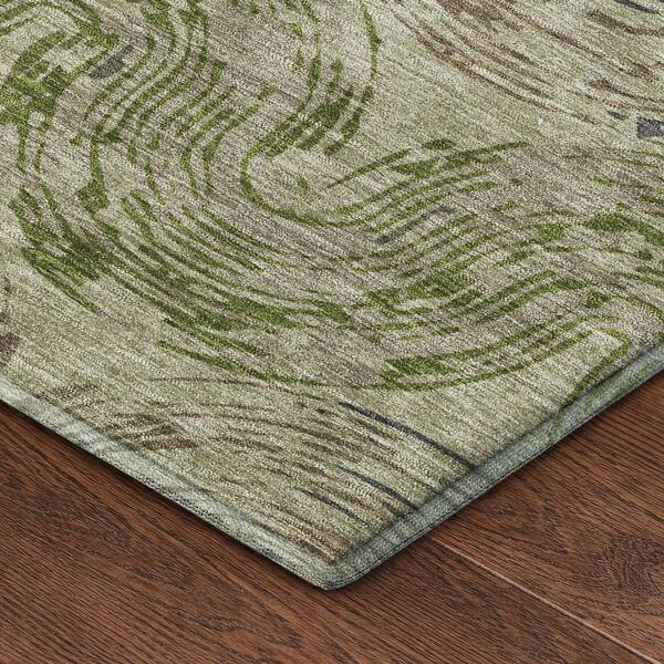 Mayfield Premium Machine Washable Abstract AMF2461 Sage 8 ft. x 8 ft. Round Rug