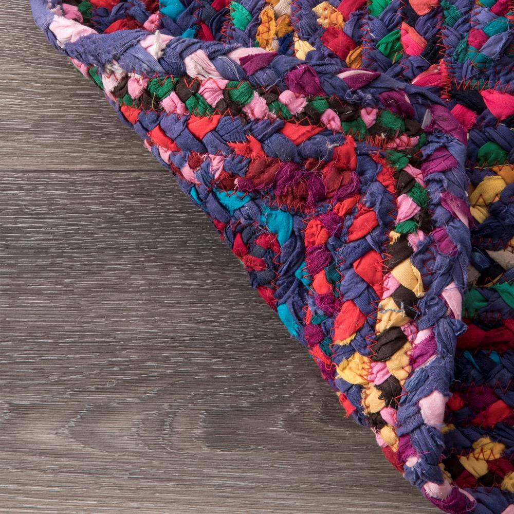 Handmade Multicolor Braided Cotton Oval Rug 4' x 6'