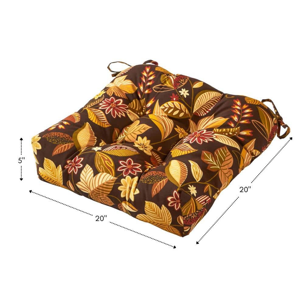Timberland Floral 20" Square Outdoor Tufted Seat Cushions (Set of 2)