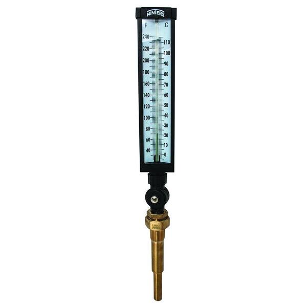 Winters Instruments 9 in. Aluminum Industrial Thermometer with 3/4 in. NPT Lead-Free Brass Thermowell and Temperature Range of 30 to 240 F/C
