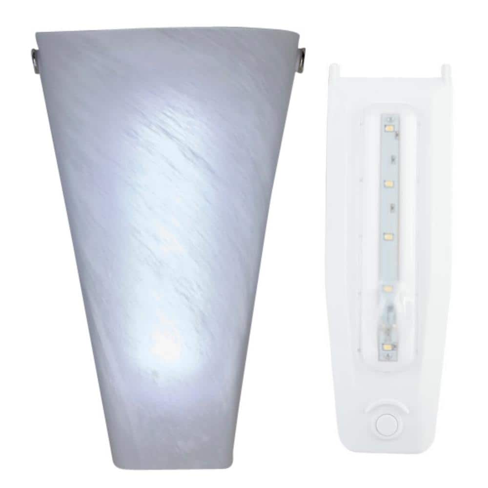 Frosted Marble Glass LED Sconce with Remote Control, White