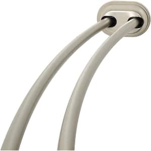 Rustproof 50 in. to 72 in. Aluminum Adjustable Tension Double Curved Shower Rod in Brushed Nickel