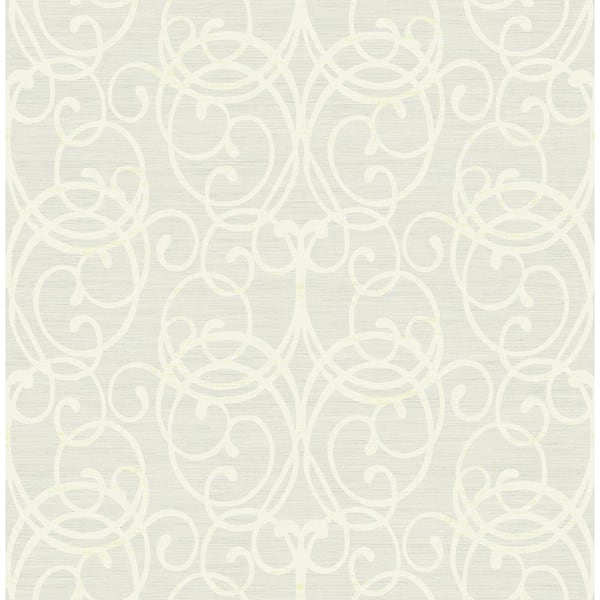 Seabrook Designs Silverton Scroll Blue Mist & Pearl Paper Strippable Roll (Covers 56.05 sq. ft.)