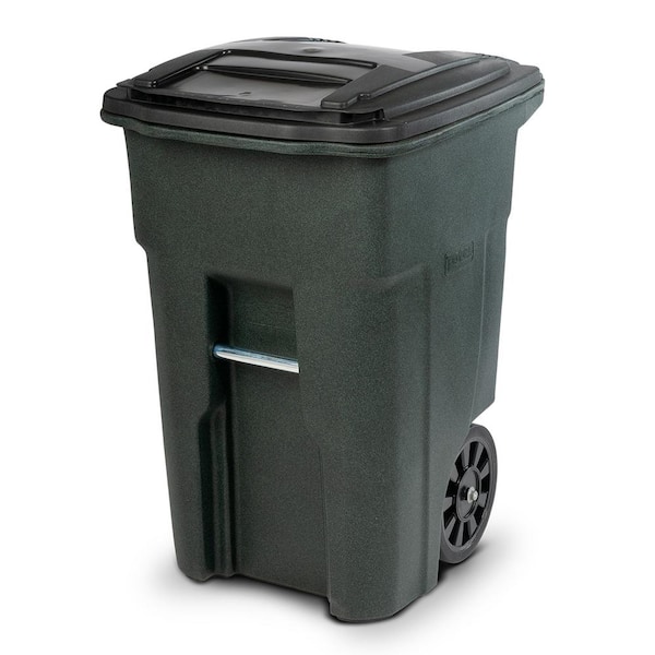 Toter 48 Gal Greenstone Outdoor Trash Can With Quiet Wheels And Lid Ana48 51406 The Home Depot - Outdoor Patio Garbage Can Home Depot