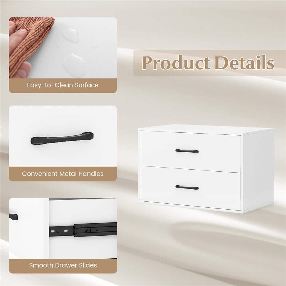 White Horizontal 2-Drawer Stackable Storage Cabinet