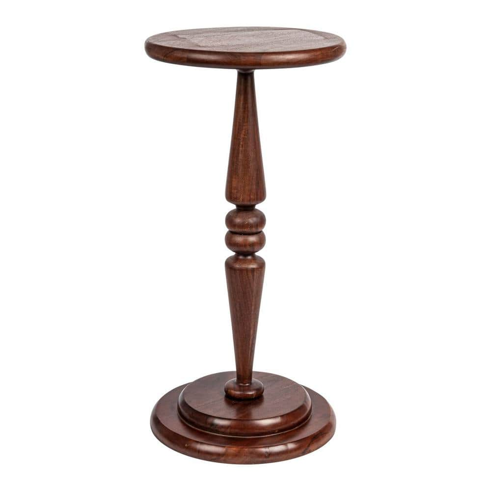 Bishop 12 in. Regal Silhouette Reminiscent Round Wood End Table with Heavy Solid Base