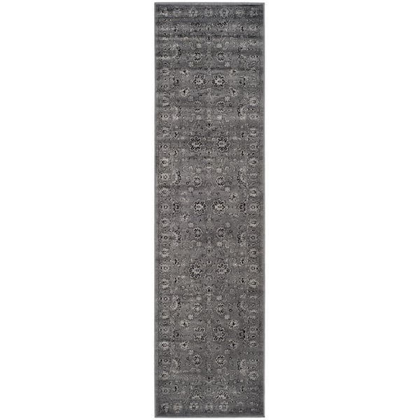 SAFAVIEH Vintage Dark Grey/Light Grey 2 ft. x 8 ft. Border Runner Rug