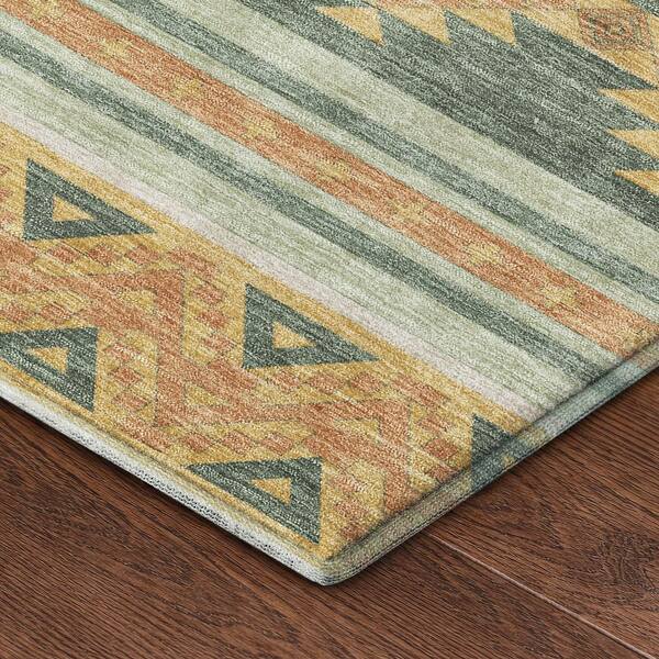 Mayfield Premium Machine Washable Abstract AMF2561 Basil 9 ft. x 12 ft. Area Rug
