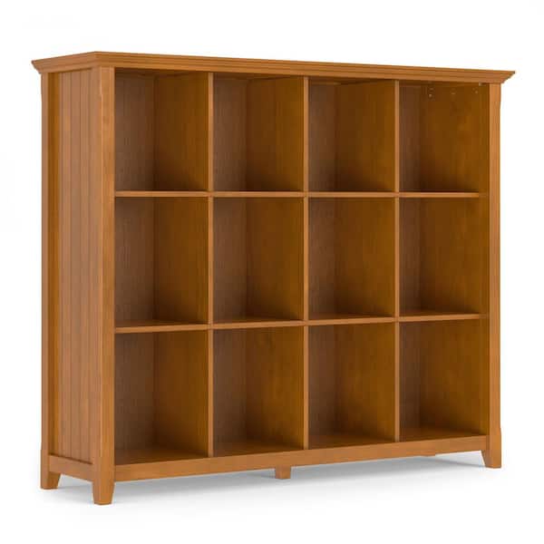 Acadian 48 in. Tall Light Golden Brown Solid Wood 12-Shelf 12-Cube Storage Bookcase