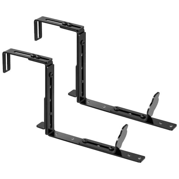 Adjustable Carbon Steel Window Planter Box Brackets for Railings, Fences, Walls, Window Sills (2-Pack)