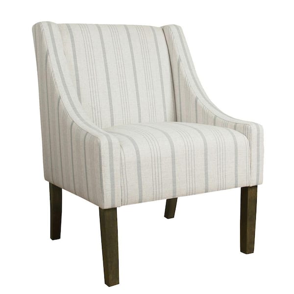 upholstered natural wood accent chair stripe