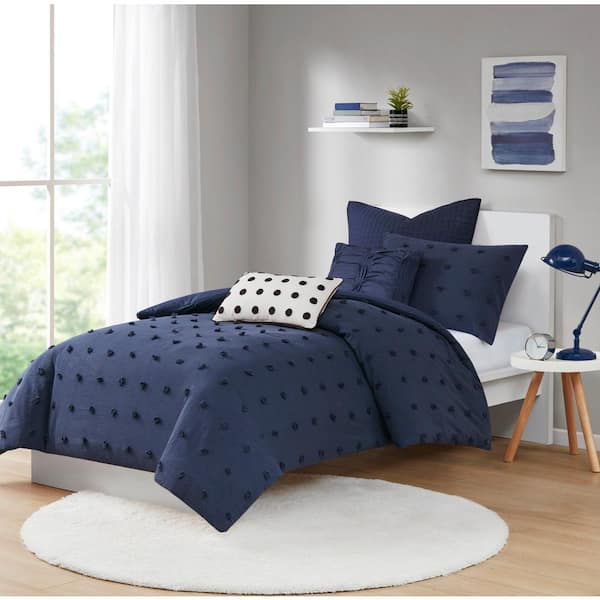Maize 5-Piece Navy Cotton Twin/Twin XL Comforter Set