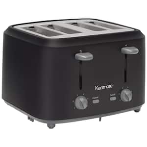 4-Slice Toaster with Dual Controls, Matte Black and Gray, Wide Slots, Adjustable Browning