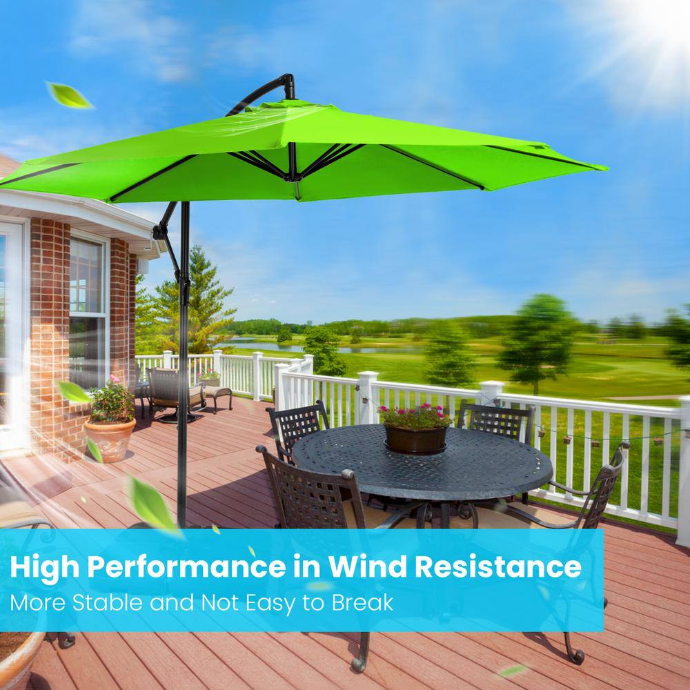 10 ft Apple Green Cantilever Patio Umbrella with Steel Pole