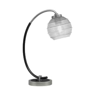 Delgado 18.25 in. Graphite and Matte Black Accent Desk Lamp with Clear Ribbed Glass Shade