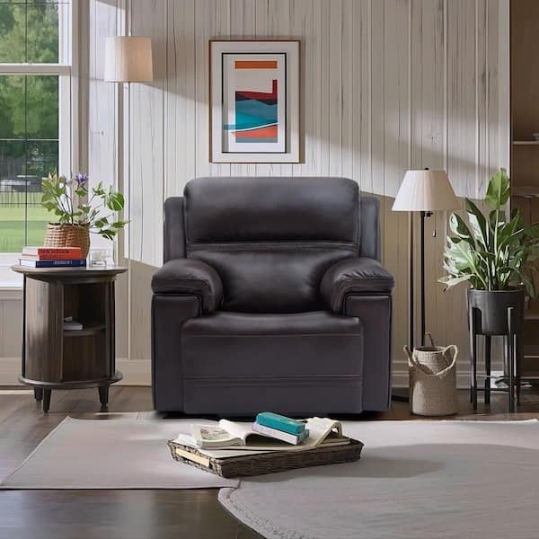 Vito 36 in Genuine Leather Power Recliner with Zero Gravity, Headrest and USB/USB-C Ports in DarkBrown