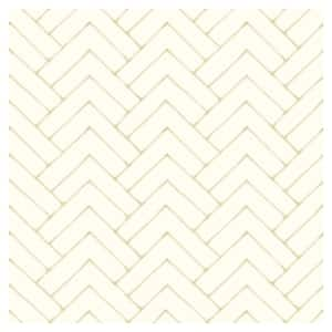 Oswin Tiered Herringbone Yellow Prepasted Non Woven Wallpaper