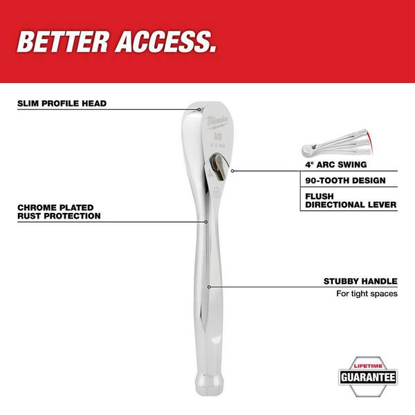 3/8 in. Drive 90-Tooth 5 in. Stubby Ratchet with 3/8 in. Drive Extension Set (5-Piece)