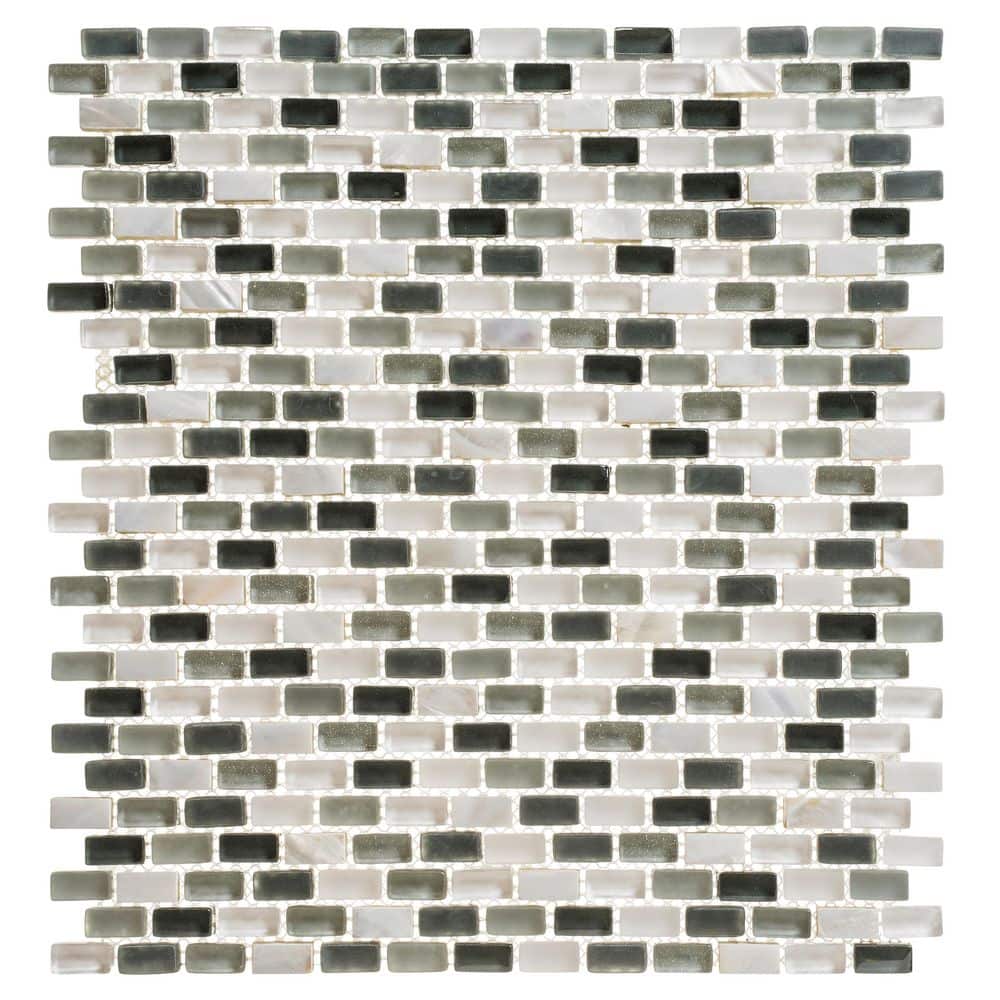 Tino Sarafin Dark Green/White 4.5 in. x 8.25 in. Smooth Marble/Shell and Gl