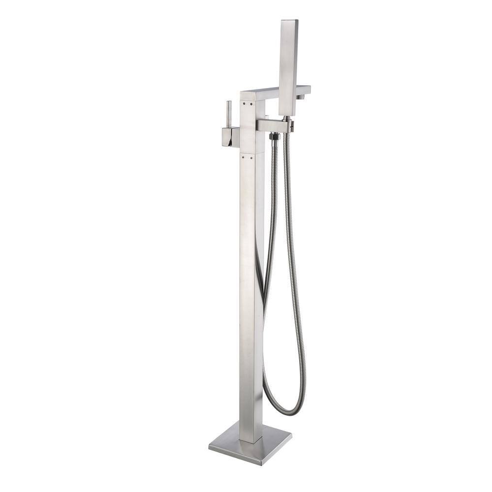 Brushed Nickel Freestanding Tub Faucet with Hand Shower