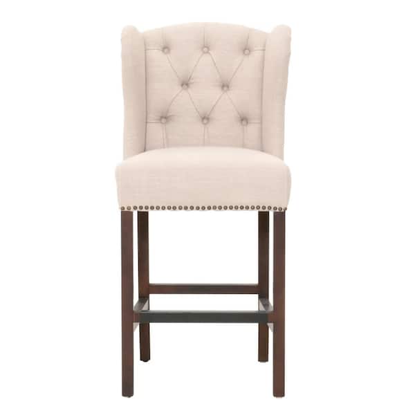 Home Decorators Collection Madelyn 27.25 in. Tan Cushioned Counter Stool in Espresso