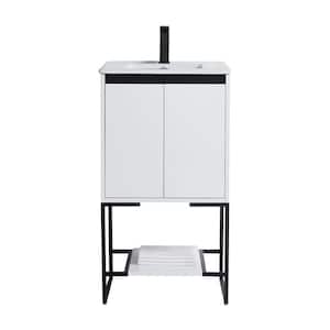 Urbania 20 in. W x 18.5 in. D x 33.5 in. H Bath Vanity in Matt White with Ceramic Vanity Top in White with White Basin
