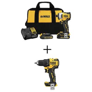 ATOMIC 20V MAX Cordless Brushless Compact 1/4 in. Impact Driver Kit and ATOMIC 20V 1/2 in. Drill/Driver