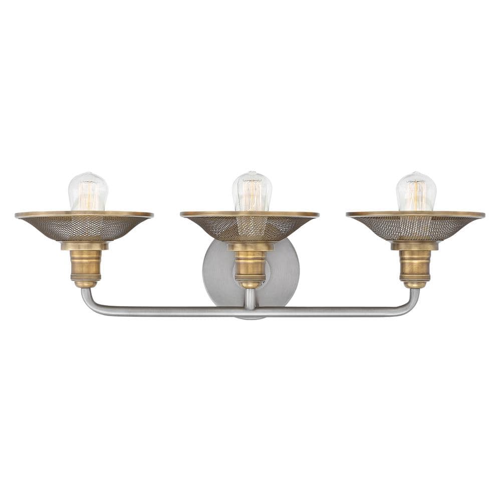 Rigby Industrial Antique Nickel 3-Light Dimmable Bath Vanity Fixture