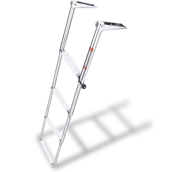 4-Step Stainless Steel Telescopic Folding Boat Ladder with Slip-Proof Footboards