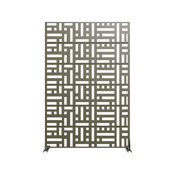 6 ft. x 4 ft. Privacy Fence Screen Olive Gray Galvanized Metal for Garden Fence in Mosaic Pattern